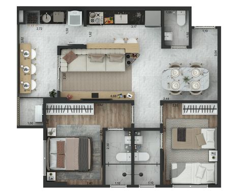 FINAL 4
61,89m² de ÁREA ÚTIL
2 SUÍTES
1 VAGA COLETIVA OU PRIVADA