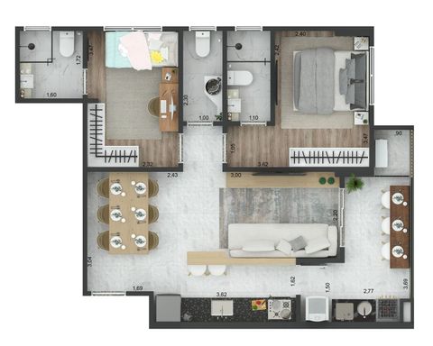 FINAL 1
63,81² de ÁREA UTIL
2 SUÍTES
1 VAGA COLETIVA OU PRIVADA