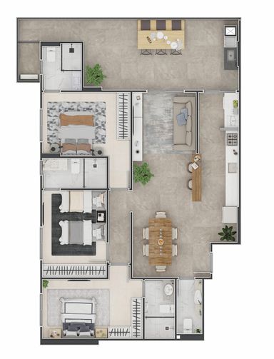 Final 5 - Apartamento com 3 suítes, 115  m²