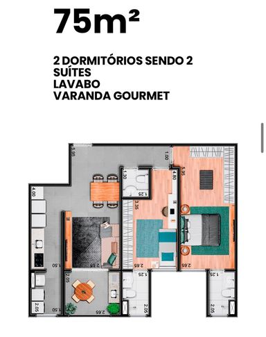 Planta Apartamento 2 dormitórios à venda no Ilhas do Mediterrâneo, em Itu/SP