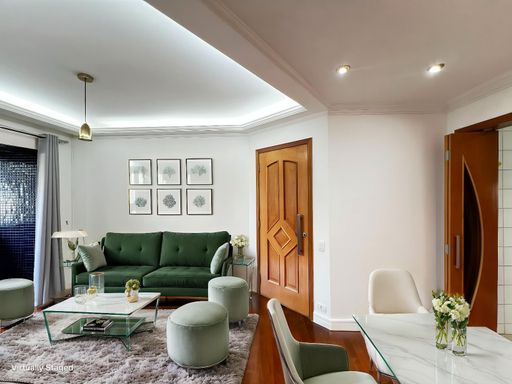 Sala VIRTUALLY STAGED Apartamento à Venda no Edifício Solar das Palmeiras, na Vila Mariana, em São Paulo