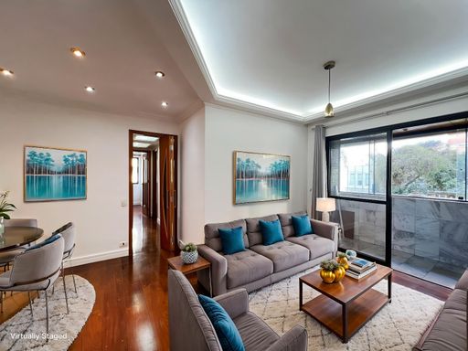 Sala VIRTUALLY STAGED Apartamento à Venda no Edifício Solar das Palmeiras, na Vila Mariana, em São Paulo