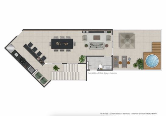 Planta tipo Cobertura de 3 dormitórios do Estação Real, Salto/SP
