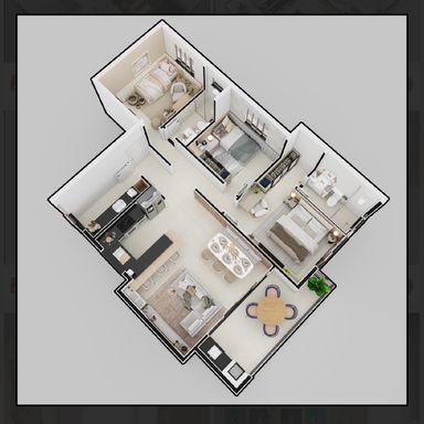 Planta do apartamento de 3 quartos