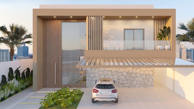 Perspectiva da fachada do sobrado