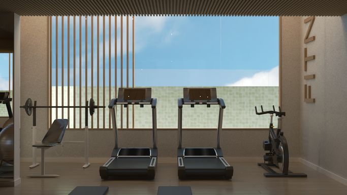 Perspectiva do espaço fitness