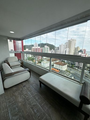 varanda gourmet envidraçada com vista mar privilegiada