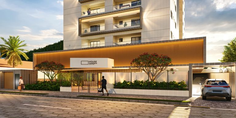 Pespectiva da Fachada do Residencial House Garden