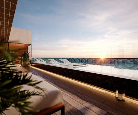 Pespectiva da piscina com vista livre privilegiada