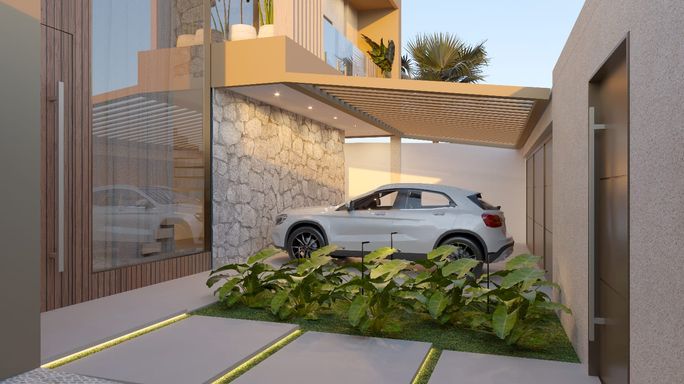 Perspectiva da área da garagem