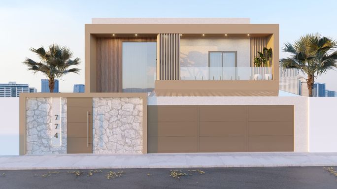 Perspectiva da fachada do sobrado