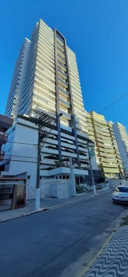 fachada do empreendimento que ganhou prêmio de "melhor projeto arquitetônico" da cidade de Praia Grande/SP.