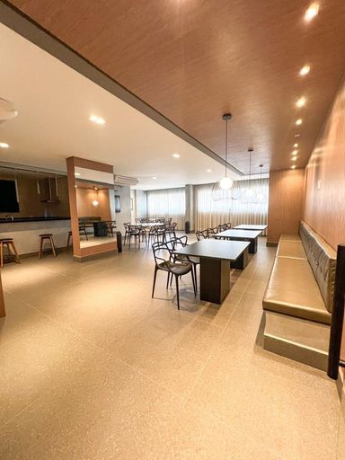 salão de festas com espaço gourmet em total requinte