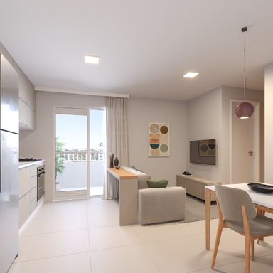 Salas e cozinha integradas