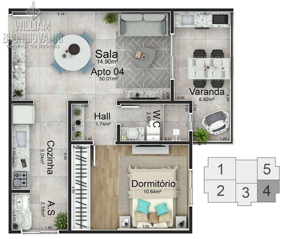 Apartamento, 1 quarto, 50 m² - Foto 12