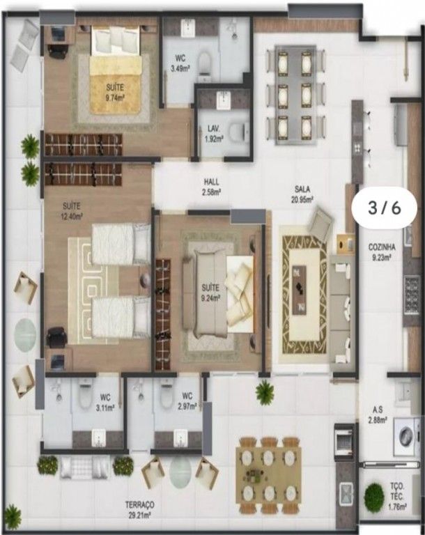 Apartamento, 3 quartos, 120 m² - Foto 2