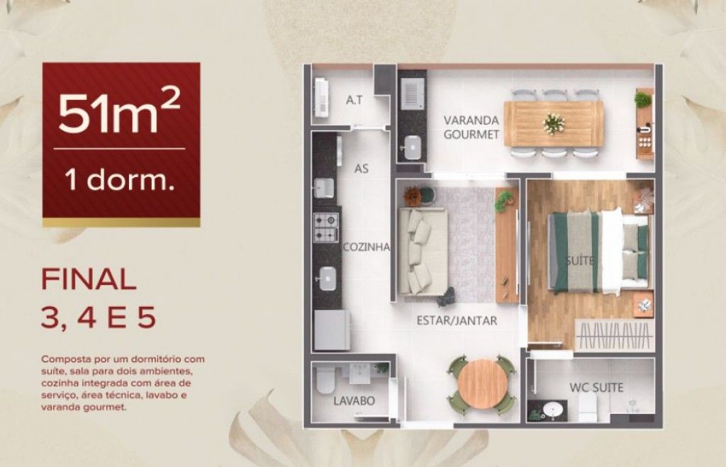 Apartamento, 1 quarto, 51 m² - Foto 9