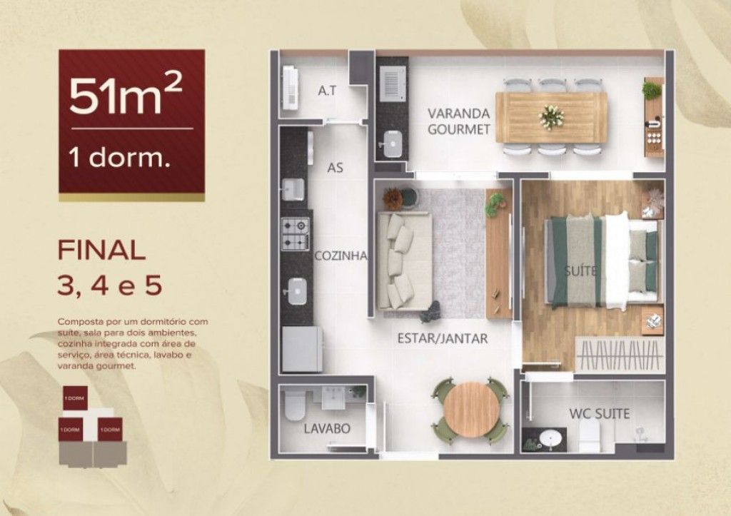 Apartamento, 1 quarto, 51 m² - Foto 13
