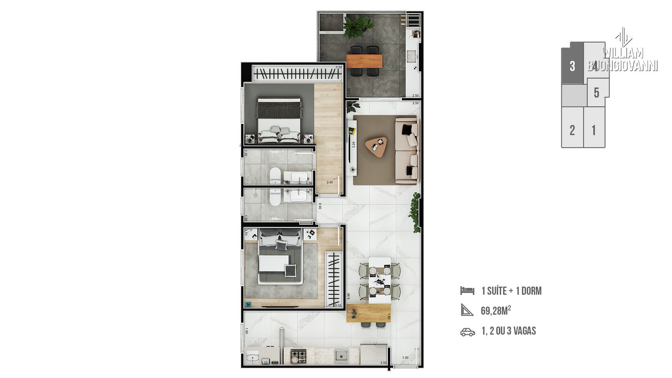 Apartamento, 2 quartos, 69 m² - Foto 1