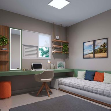 Foto do quarto como escritório