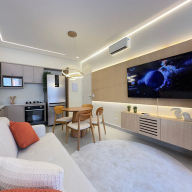 Fotos ilustrativas do apartamento decorado.