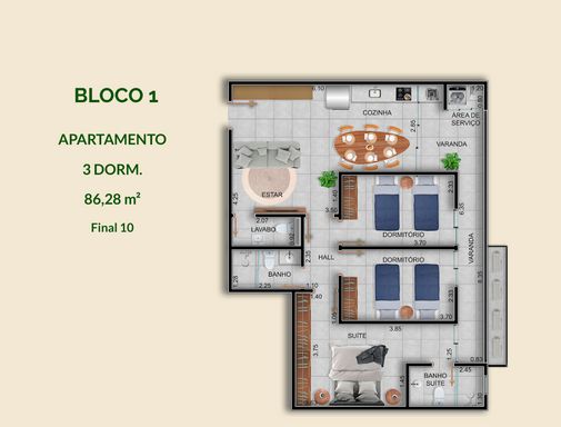 Planta 86,28m²