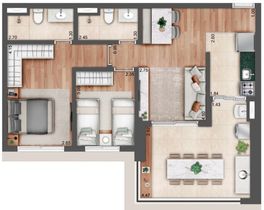 Planta 72m² - 2 Dorms