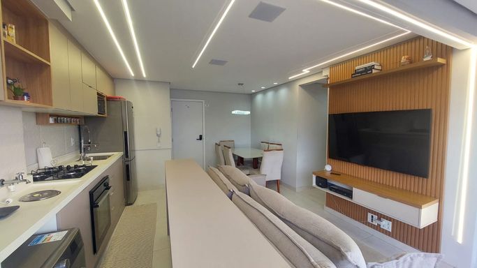 Sala e cozinha integrada