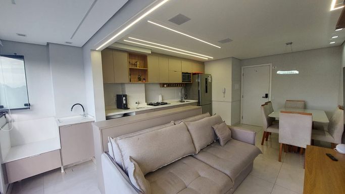 Sala e cozinha integrada