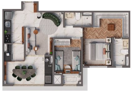 Planta 69m²