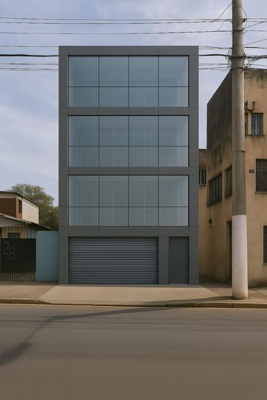 Ideia construtiva para o terreno criada por IA Prédio Comercial