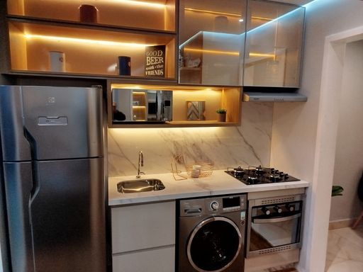 Cozinha integrada com a sala STUDIO+OFFICE