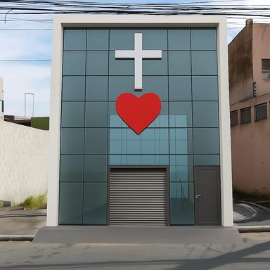 Ideia construtiva para o terreno criada por IA Igreja