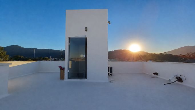 Pôr do sol no terraço
