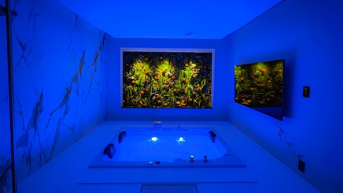 Espaço bem estar, com banheira de hidromassagem