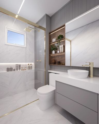 Modelo sugestivo de decoração para banheiro