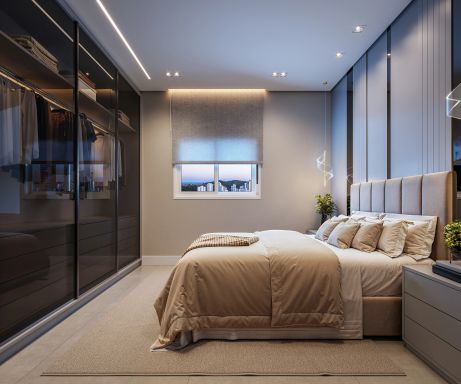 Modelo sugestivo de decoração para quarto de casal