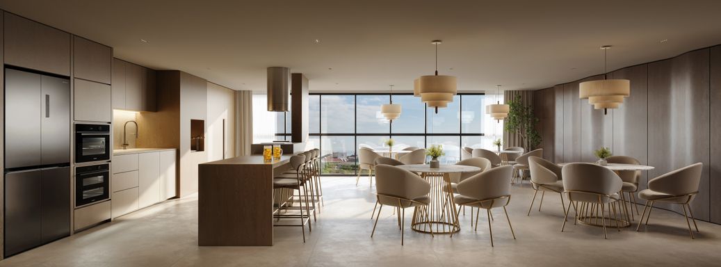 Imagem do ambiente integrado com sacada integrada frente mar -Grace Bay – Apto  de 2 Quartos (2 suíte) a 300 metros da praia, Piçarras