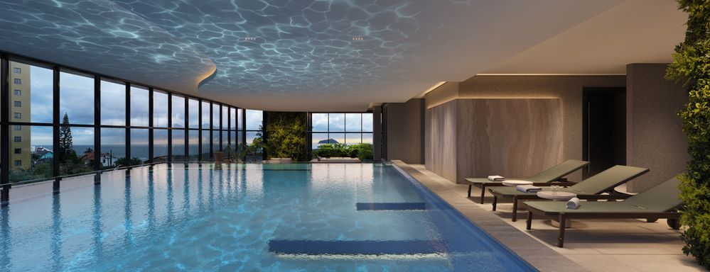 Imagem da piscina aquecida do Grace Bay com vista para o marGrace Bay – Apto  de 2 Quartos (2 suíte) a 300 metros da praia, Piçarras