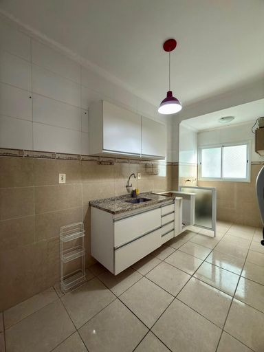 Cozinha com uma pia e gabinete.