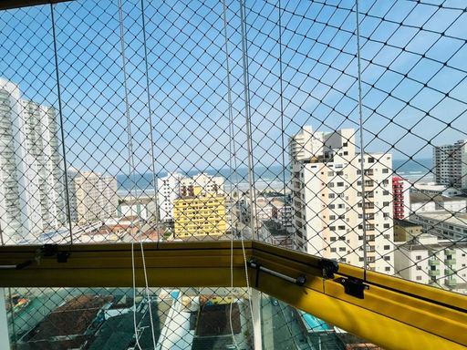 Vista para o mar da sacada gourmet.