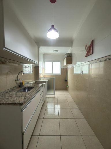 Cozinha com uma pia e gabinete.