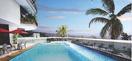 Piscina adulto e infantil com vista para o mar